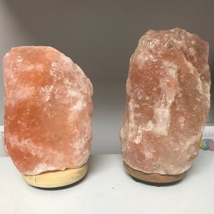Himalayan Salt lamps both glow with a dimming switch.